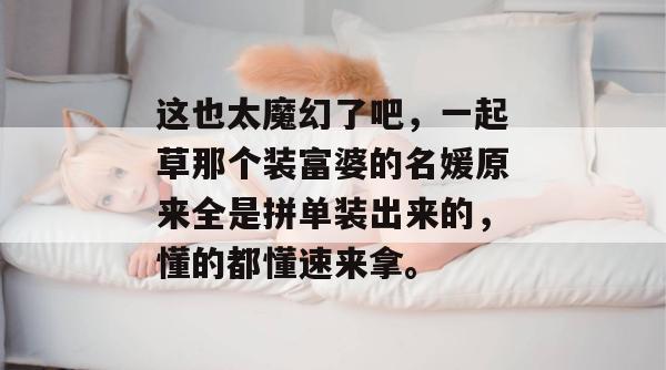这也太魔幻了吧，一起草那个装富婆的名媛原来全是拼单装出来的，懂的都懂速来拿。